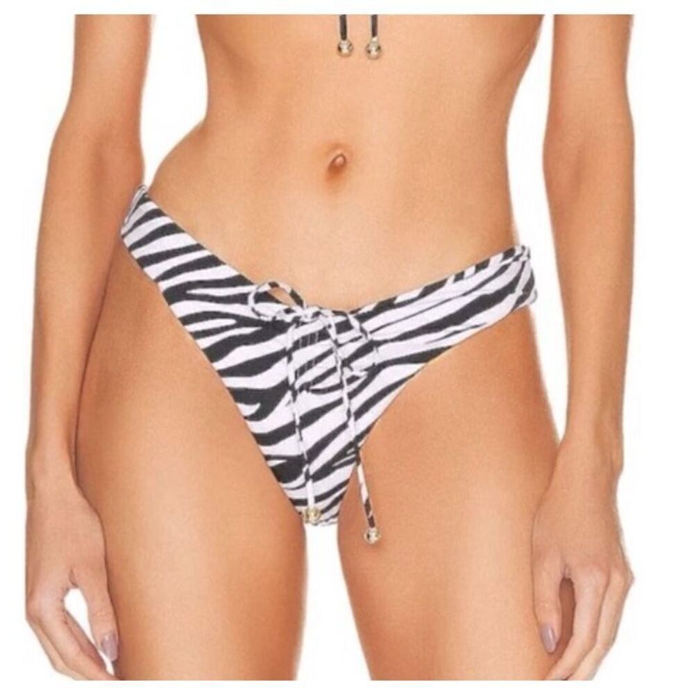 Monica Hansen Beachwear Wild Stripes Bikini Bottom Zebra Ruched Nwt Small